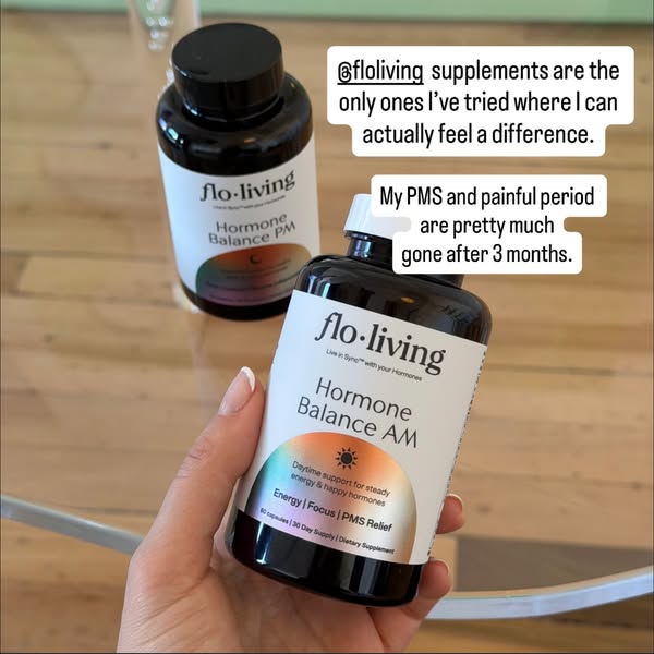 This ad features a testimonial from a customer who has used Flo Living supplements. The ad shows two bottles of the supp