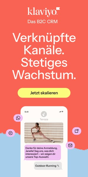 This ad promotes Klaviyo as a B2C CRM that helps businesses scale by connecting channels. The ad features a smartphone s
