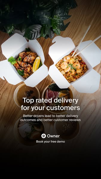 This image ad for Owner promotes its delivery services for customers by highlighting top-rated delivery and better deliv