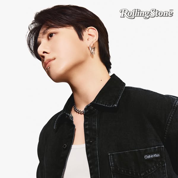 An ad featuring a profile image of Jung Kook from the South Korean boy band BTS in Rolling Stone Japan magazine, promoti