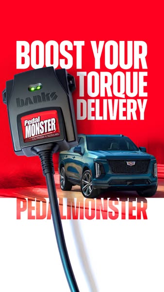 This ad for Pedal Monster highlights its ability to boost torque delivery for vehicles. The ad features a close-up of th