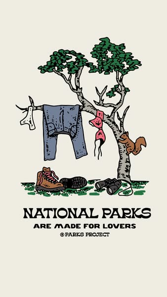 This image ad for Parks Project features a cartoon-style illustration of a campsite scene with the tagline "NATIONA