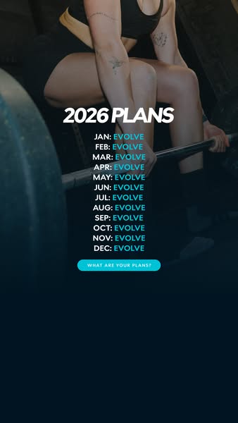 This ad features a woman lifting weights and encourages viewers to 'evolve' in 2026.