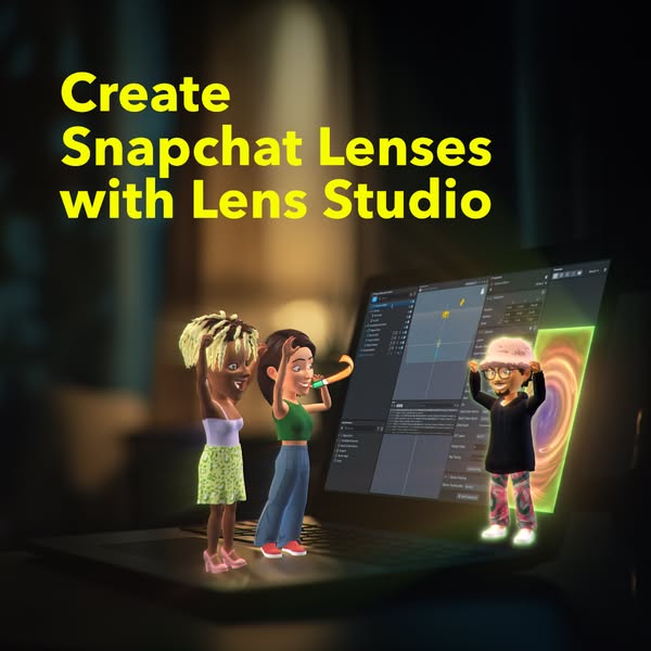 This ad promotes Snapchat's Lens Studio, showcasing how users can create their own Snapchat lenses. The ad features 