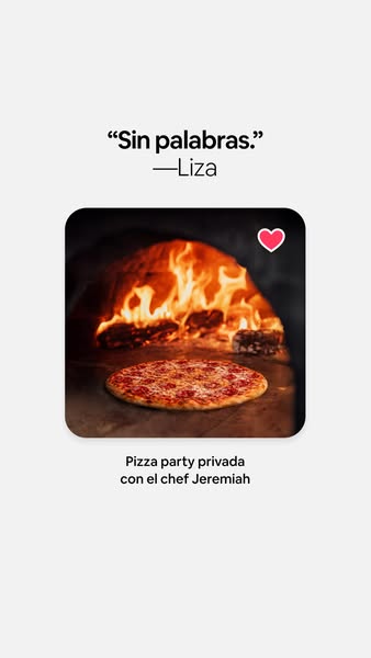 This image ad presents an enticing snapshot of a pizza inside a wood-fired oven, paired with a testimonial from "Li