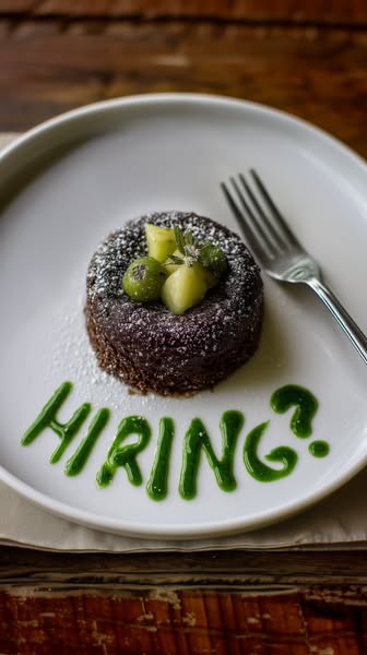 This image ad uses a dessert presentation to ask if the viewer is hiring.