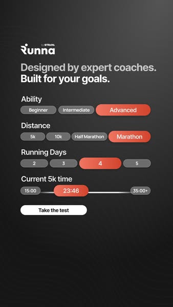 This ad for Runna is designed to help users determine the best training plan for their running goals. The ad presents a 