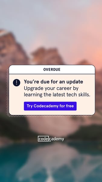 This ad uses a notification to grab the user's attention and then offers a free trial to Codecademy to upgrade their