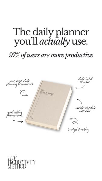 This ad shows a daily planner to promote higher productivity among its users.
