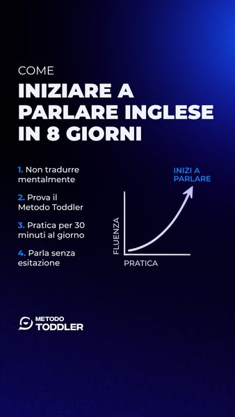 This ad promotes the Toddler Method for learning to speak English in 8 days. It lists four steps to take and includes a 