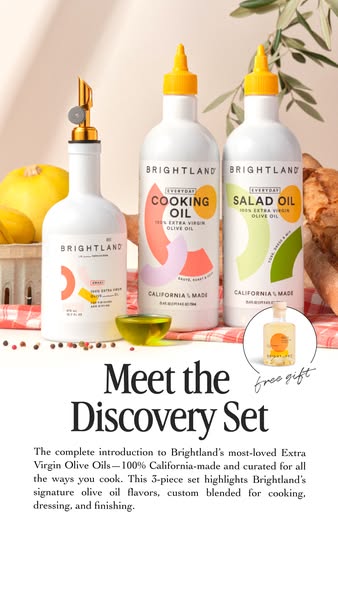 The ad showcases Brightland's Discovery Set, which is presented as a complete introduction to the brand's most-l