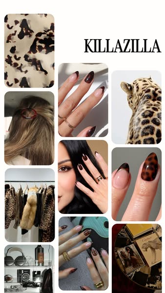 This image ad showcases the brand Killazilla and features a collage of images with a tortoise shell theme. The images in