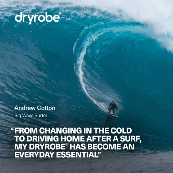 This ad features an image of big wave surfer Andrew Cotton surfing a massive wave. Cotton's quote testifies that the