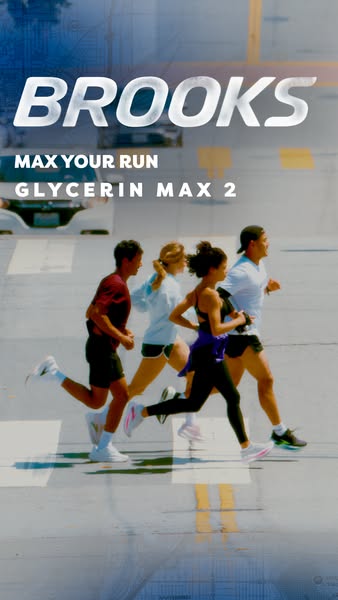 This Brooks ad features a group of runners on a city street, highlighting the Glycerin Max 2 shoe and the idea of maximi
