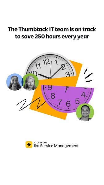 This ad promotes Atlassian's Jira Service Management by highlighting how the Thumbtack IT team is on track to save 2