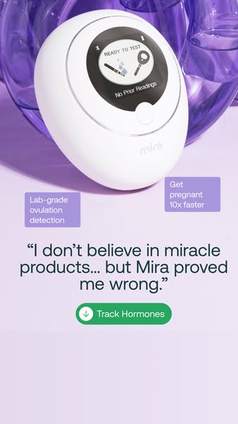 This image ad features a Mira ovulation tracking device and aims to provide a fast and accurate way to get pregnant. It 