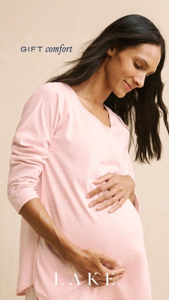This image ad for LAKE promotes comfort and relaxation, likely targeting pregnant women or new mothers. The ad features 