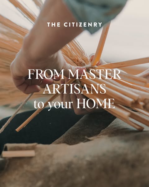This image ad for The Citizenry showcases the brand's commitment to craftsmanship by featuring an artisan weaving a 