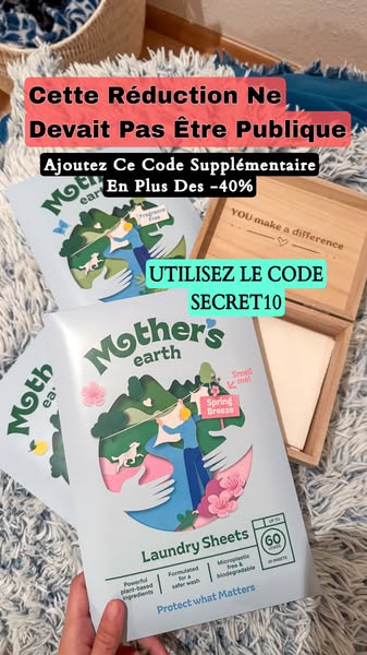 This ad promotes Mother's Earth Laundry Sheets. It highlights the product’s features, such as plant-based ingredient