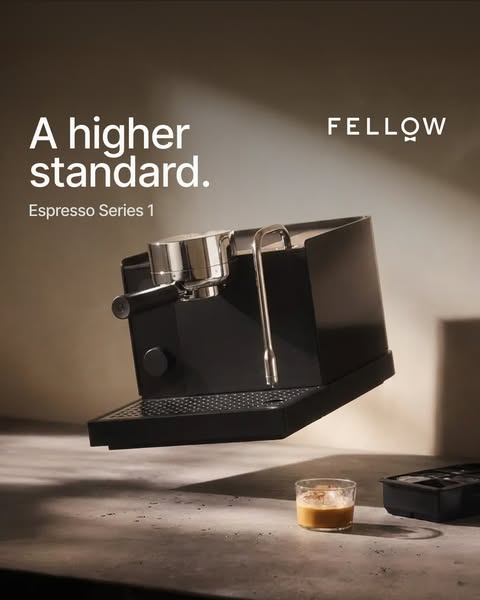 This ad features the Fellow Espresso Series 1 coffee machine. The ad shows the product in a studio shot and describes it