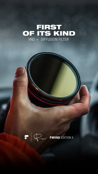 The ad showcases the PMVND Edition II VND + Diffusion Filter as the first of its kind.
