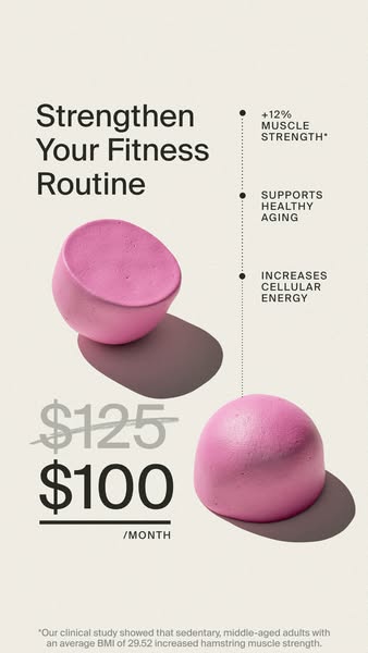 This ad promotes a fitness product that helps to strengthen your fitness routine. The ad highlights the benefits of the 