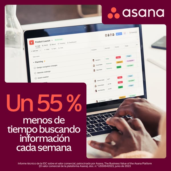 This ad for Asana highlights the time-saving benefits of using the platform. It features a statistic about how much time