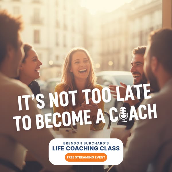 This image ad promotes Brendon Burchard's Life Coaching Class, advertising a free streaming event and encouraging vi