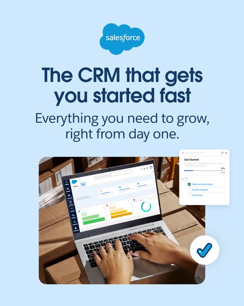 Image ad for Salesforce, a CRM platform, emphasizing its user-friendliness and effectiveness for business growth, partic