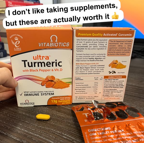 This ad features Vitabiotics Ultra Turmeric supplements and aims to convince viewers that these supplements are worth ta