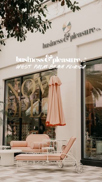 This ad showcases Business & Pleasure Co.'s new location in West Palm Beach, Florida. The ad features a photo of
