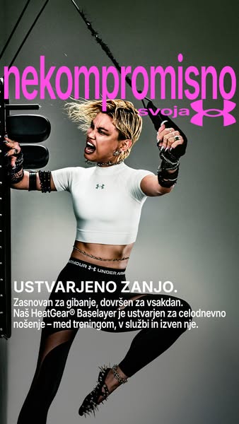 This ad features an image of a celebrity wearing Under Armour athletic wear and promoting their HeatGear Baselayer produ