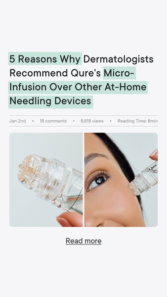 This ad promotes Qure's micro-infusion device as a superior at-home needling solution, endorsed by dermatologists. I