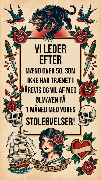 This ad uses a traditional tattoo style to reach an older male audience who is interested in losing their "beer bel