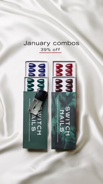An image ad showing Switch Nails product combinations with a discount offer.