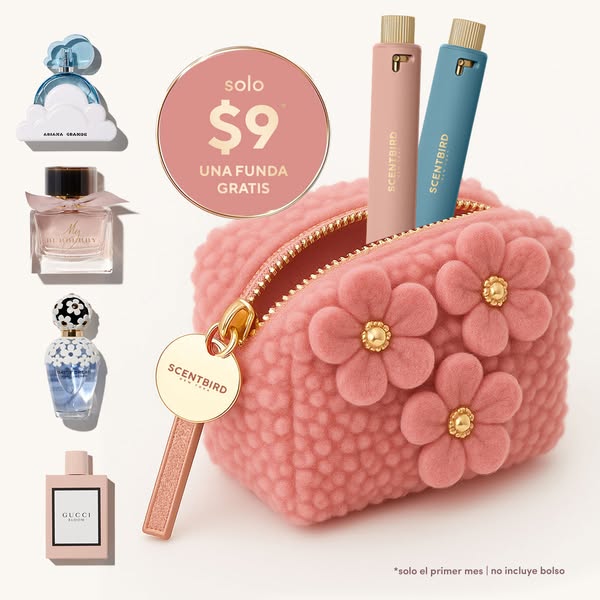 This image ad promotes Scentbird, a perfume subscription service, by showcasing several perfumes alongside a limited-tim