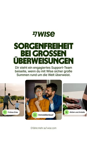 This ad for Wise highlights the brand's features, which help to give the user 'peace of mind when transferring l