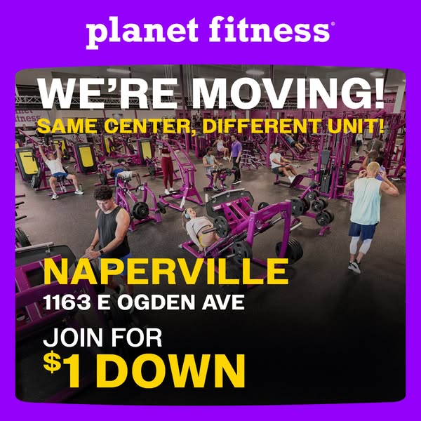 Image ad for Planet Fitness promoting the new location for their gym.