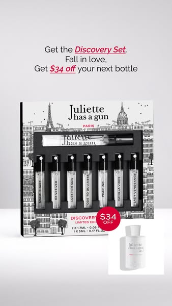 Image ad for Juliette has a gun discovery set. The ad highlights the discount offered with the purchase of the discovery