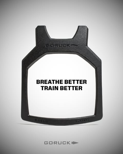 This ad showcases a GORUCK weight plate. The image focuses on the weight plate with text in the middle of the weight pla