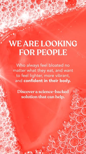 The image ad aims to attract individuals who struggle with bloating and desire a science-backed solution to feel lighter