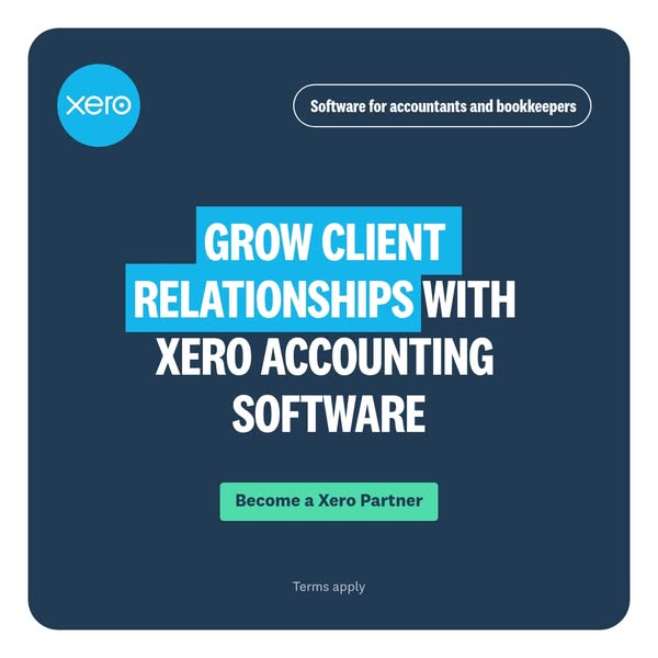 This image ad promotes Xero accounting software, emphasizing its ability to help users grow client relationships and bec