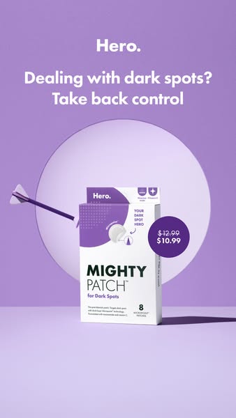 This image ad for Hero Mighty Patch for Dark Spots highlights the product and encourages viewers who are dealing with da