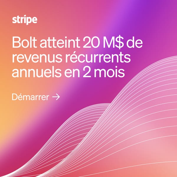 This ad for Stripe highlights how Bolt, a company using Stripe, has reached $20 million in annual recurring revenue in 2