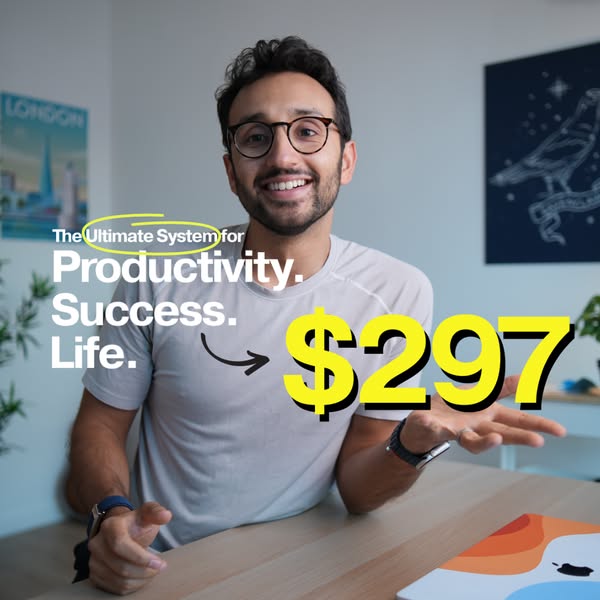 This ad promotes a system for productivity, success, and life, offered at a price of $297. The ad features a man present