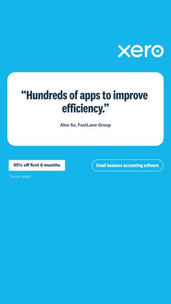 An ad for Xero accounting software. The ad features a testimonial from a customer, Alex So, who says that Xero has hundr