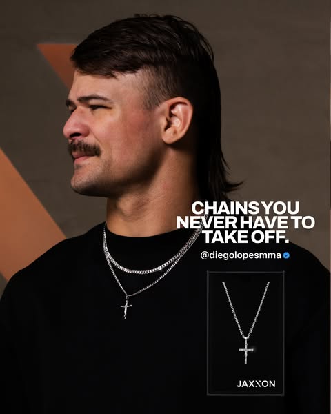 This ad features a man wearing two Jaxxon chains. The ad highlights that the chains can be worn at all times.