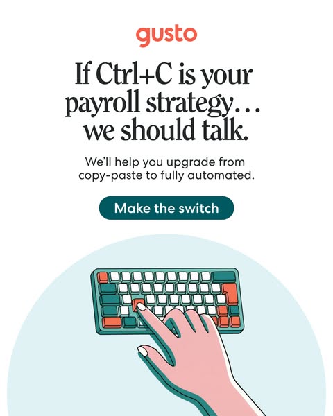 This ad for Gusto targets business owners who are using inefficient, manual processes for their payroll. The ad highligh