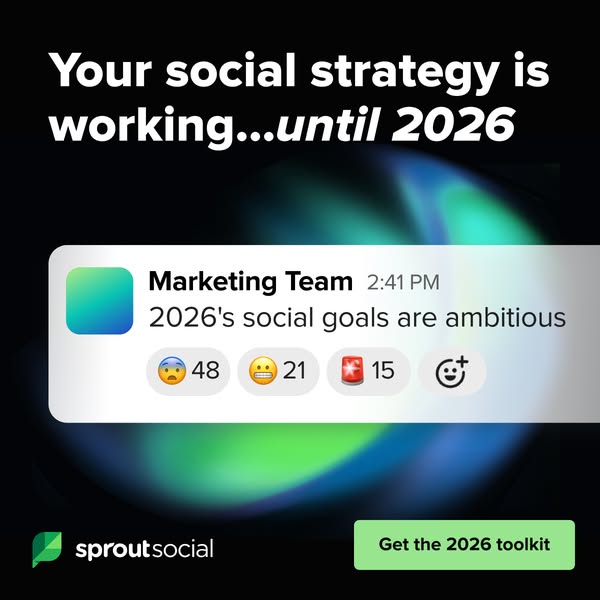 This ad for Sprout Social uses a mock social media notification to highlight the potential challenges of social media ma
