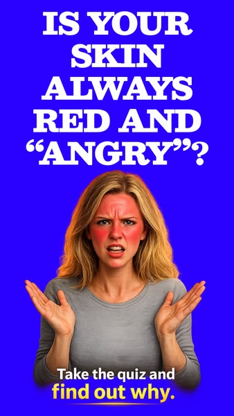 This image ad highlights the problem of having red and irritated skin by showing a woman with redness on her face lookin